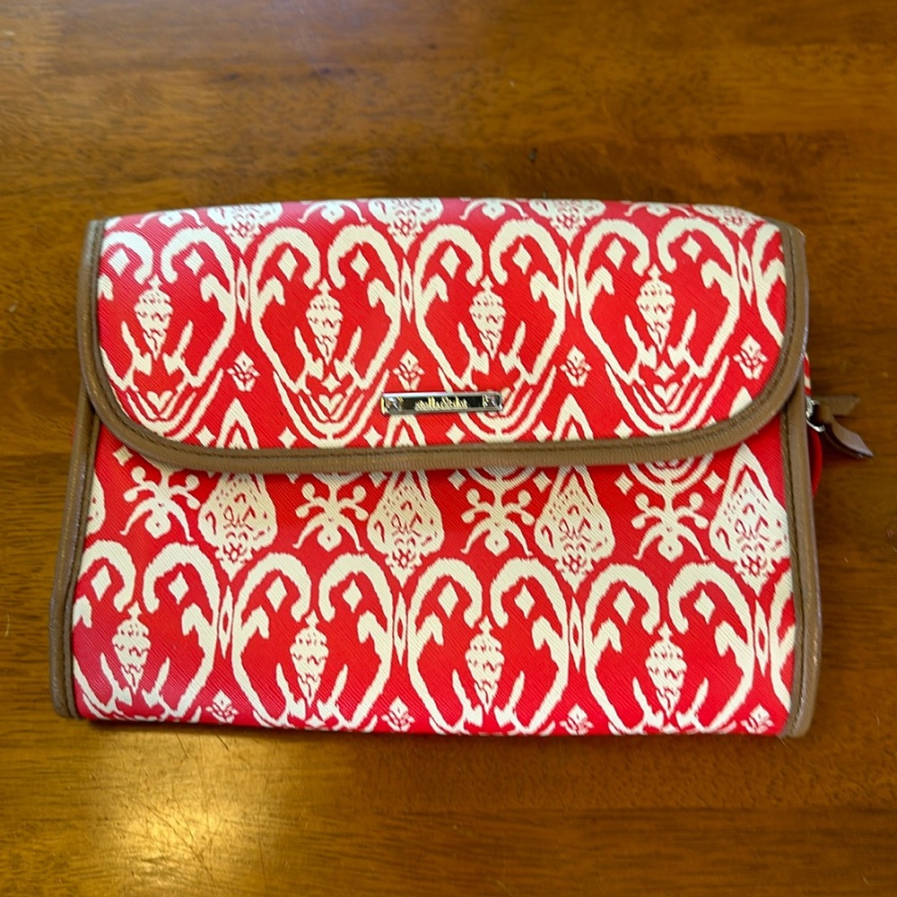 Stella & Dot Red Ikat Hanging Travel Cosmetic Case
